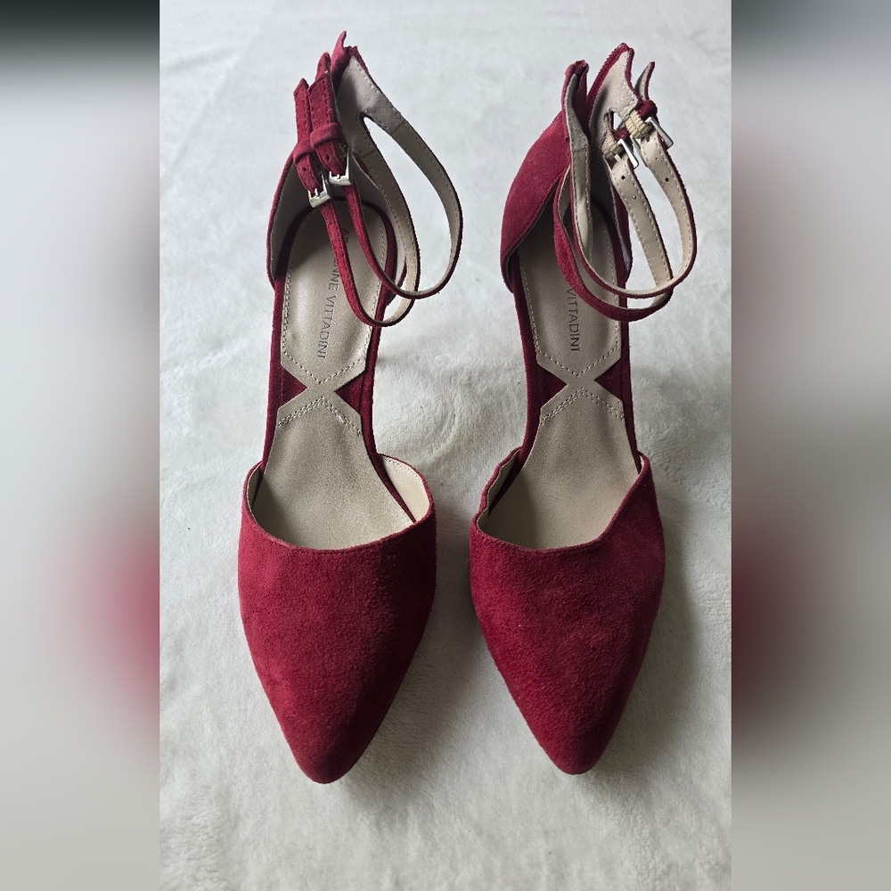 Adrienne Vittadini Women's Red Suede Flats